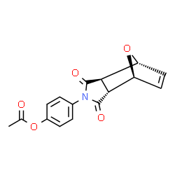 ChemSpider 2D Image | 4-[(1R,2R,6R,7S)-3,5-Dioxo-10-oxa-4-azatricyclo[5.2.1.0~2,6~]dec-8-en-4-yl]phenyl acetate | C16H13NO5