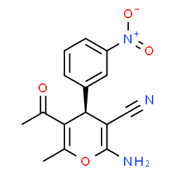 ChemSpider 2D Image | (4S)-5-Acetyl-2-amino-6-methyl-4-(3-nitrophenyl)-4H-pyran-3-carbonitrile | C15H13N3O4