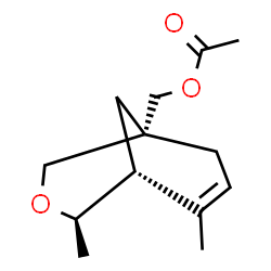 ChemSpider 2D Image | [(1S,4R,5R)-4,6-Dimethyl-3-oxabicyclo[3.3.1]non-6-en-1-yl]methyl acetate | C13H20O3