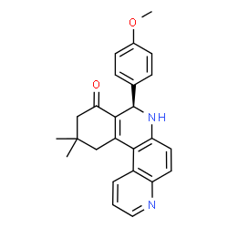 ChemSpider 2D Image | (8R)-8-(4-Methoxyphenyl)-11,11-dimethyl-8,10,11,12-tetrahydrobenzo[a][4,7]phenanthrolin-9(7H)-one | C25H24N2O2