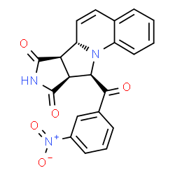 ChemSpider 2D Image | (6aS,6bR,9aS,10R)-10-(3-Nitrobenzoyl)-9a,10-dihydro-6aH-pyrrolo[3',4':3,4]pyrrolo[1,2-a]quinoline-7,9(6bH,8H)-dione | C21H15N3O5