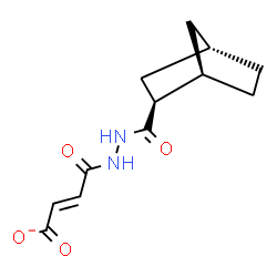 ChemSpider 2D Image | (2E)-4-{2-[(1R,2S,4S)-Bicyclo[2.2.1]hept-2-ylcarbonyl]hydrazino}-4-oxo-2-butenoate | C12H15N2O4