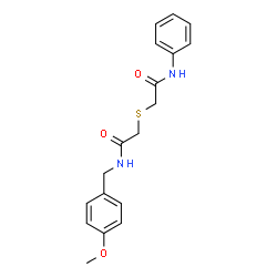 ChemSpider 2D Image | 2-[(2-Anilino-2-oxoethyl)sulfanyl]-N-(4-methoxybenzyl)acetamide | C18H20N2O3S