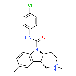 ChemSpider 2D Image | (4aS,9bS)-5-[(4-Chlorophenyl)carbamoyl]-2,8-dimethyl-2,3,4,4a,5,9b-hexahydro-1H-pyrido[4,3-b]indol-2-ium | C20H23ClN3O