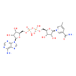 ChemSpider 2D Image | [(2R,3S,4R,5R)-5-(6-aminopurin-9-yl)-3,4-dihydroxy-tetrahydrofuran-2-yl]methyl [[(2R,3S,4R,5R)-5-(3-carbamoyl-5-methyl-pyridin-1-ium-1-yl)-3,4-dihydroxy-tetrahydrofuran-2-yl]methoxy-hydroxy-phosphoryl] hydrogen phosphate | C22H30N7O14P2