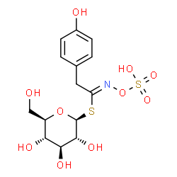 ChemSpider 2D Image | 1-S-[(1Z)-2-(4-Hydroxyphenyl)-N-(sulfooxy)ethanimidoyl]-1-thio-beta-D-glucopyranose | C14H19NO10S2