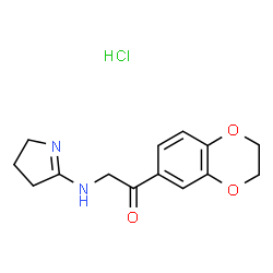 ChemSpider 2D Image | 1-(2,3-Dihydro-1,4-benzodioxin-6-yl)-2-(3,4-dihydro-2H-pyrrol-5-ylamino)ethanone hydrochloride (1:1) | C14H17ClN2O3