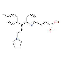 ChemSpider 2D Image | 3-{6-[1-(4-Methylphenyl)-3-(1-pyrrolidinyl)-1-propen-1-yl]-2-pyridinyl}acrylic acid | C22H24N2O2