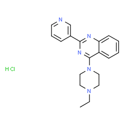 ChemSpider 2D Image | 4-(4-Ethyl-1-piperazinyl)-2-(3-pyridinyl)quinazoline hydrochloride (1:1) | C19H22ClN5