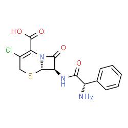 ChemSpider 2D Image | (6S,7R)-7-{[(2S)-2-Amino-2-phenylacetyl]amino}-3-chloro-8-oxo-5-thia-1-azabicyclo[4.2.0]oct-2-ene-2-carboxylic acid | C15H14ClN3O4S