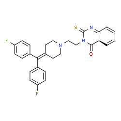ChemSpider 2D Image | (4aR)-3-(2-{4-[Bis(4-fluorophenyl)methylene]-1-piperidinyl}ethyl)-2-thioxo-2,4a-dihydro-4(3H)-quinazolinone | C28H25F2N3OS
