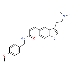 ChemSpider 2D Image | (2Z)-3-{3-[2-(Dimethylamino)ethyl]-1H-indol-5-yl}-N-(4-methoxybenzyl)acrylamide | C23H27N3O2
