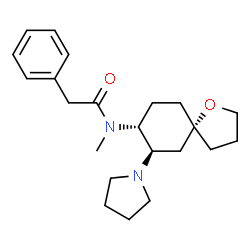 ChemSpider 2D Image | N-Methyl-2-phenyl-N-[(5R,7R,8R)-7-(1-pyrrolidinyl)-1-oxaspiro[4.5]dec-8-yl]acetamide | C22H32N2O2