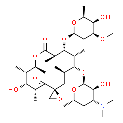 ChemSpider 2D Image | (3S,5R,6R,7S,8S,11R,12R,13R,14R,15R)-6-Hydroxy-5,7,8,11,13,15-hexamethyl-4,10-dioxo-14-{[3,4,6-trideoxy-3-(dimethylamino)-alpha-L-xylo-hexopyranosyl]oxy}-1,9-dioxaspiro[2.13]hexadec-12-yl 2,6-dideoxy-
3-O-methyl-beta-L-lyxo-hexopyranoside | C35H61NO12
