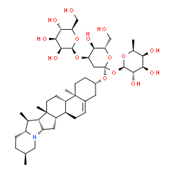 ChemSpider 2D Image | (2R,3S,4S,5S,6R)-2-{[(2R,4R,5R,6S)-5-Hydroxy-6-(hydroxymethyl)-2-{[(2S,4aR,4bS,6aR,6bR,7S,7aR,10S,12aS,13aS,13bS)-4a,6a,7,10-tetramethyl-2,3,4,4a,4b,5,6,6a,6b,7,7a,8,9,10,11,12a,13,13a,13b,14-icosahyd
ro-1H-naphtho[2',1':4,5]indeno[1,2-b]indolizin-2-yl]oxy}-2-{[(2R,3S,4R,5S,6S)-3,4,5-trihydroxy-6-methyltetrahydro-2H-pyran-2-yl]oxy}tetrahydro-2H-pyran-4-yl]oxy}-6-(hydroxymethyl)tetrahydro-2H-pyran-3
,4,5-triol | C45H73NO15