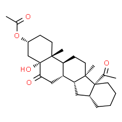 ChemSpider 2D Image | (2R,4aR,4bS,6aR,6bR,10aR,11aR,11bS,13aR)-6b-Acetyl-13a-hydroxy-4a,6a-dimethyl-13-oxoicosahydro-1H-indeno[2,1-a]phenanthren-2-yl acetate | C27H40O5