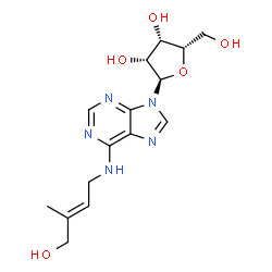 ChemSpider 2D Image | N-[(2E)-4-Hydroxy-3-methyl-2-buten-1-yl]-9-(alpha-L-lyxofuranosyl)-9H-purin-6-amine | C15H21N5O5