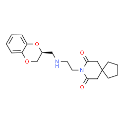 ChemSpider 2D Image | 8-(2-{[(2S)-2,3-Dihydro-1,4-benzodioxin-2-ylmethyl]amino}ethyl)-8-azaspiro[4.5]decane-7,9-dione | C20H26N2O4