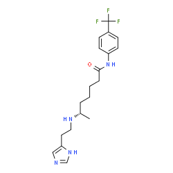 ChemSpider 2D Image | (6S)-6-{[2-(1H-Imidazol-5-yl)ethyl]amino}-N-[4-(trifluoromethyl)phenyl]heptanamide | C19H25F3N4O