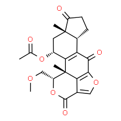 ChemSpider 2D Image | (1S,6bS,9aS,11R,11bR)-1-(Methoxymethyl)-9a,11b-dimethyl-3,6,9-trioxo-1,6,6b,7,8,9,9a,10,11,11b-decahydro-3H-furo[4,3,2-de]indeno[4,5-h]isochromen-11-yl acetate | C23H24O8