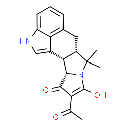 ChemSpider 2D Image | (6aS,11aS,11bS)-10-Acetyl-9-hydroxy-7,7-dimethyl-2,6,6a,7,11a,11b-hexahydro-11H-pyrrolo[1',2':2,3]isoindolo[4,5,6-cd]indol-11-one | C20H20N2O3