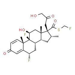 ChemSpider 2D Image | S-(Fluoromethyl) (6S,8S,9S,10S,11S,13S,14R,16R,17R)-6,9-difluoro-11-hydroxy-17-(3-hydroxy-2-oxopropyl)-10,13,16-trimethyl-3-oxo-6,7,8,9,10,11,12,13,14,15,16,17-dodecahydro-3H-cyclopenta[a]phenanthrene
-17-carbothioate | C25H31F3O5S