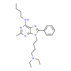 ChemSpider 2D Image | N-Butyl-9-[4-(diethylamino)butyl]-2-methyl-8-phenyl-9H-purin-6-amine | C24H36N6