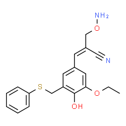 ChemSpider 2D Image | (2E)-2-[(Aminooxy)methyl]-3-{3-ethoxy-4-hydroxy-5-[(phenylsulfanyl)methyl]phenyl}acrylonitrile | C19H20N2O3S