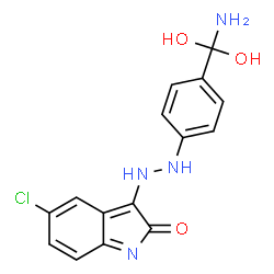 ChemSpider 2D Image | 3-(2-{4-[Amino(dihydroxy)methyl]phenyl}hydrazino)-5-chloro-2H-indol-2-one | C15H13ClN4O3