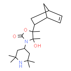 ChemSpider 2D Image | 5-Bicyclo[2.2.1]hept-5-en-2-yl-4-hydroxy-4,5-dimethyl-3-(2,2,6,6-tetramethyl-piperidin-4-yl)-oxazolidin-2-one | C21H34N2O3
