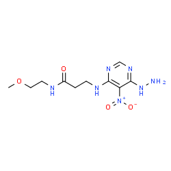 ChemSpider 2D Image | N~3~-(6-Hydrazino-5-nitro-4-pyrimidinyl)-N-(2-methoxyethyl)-beta-alaninamide | C10H17N7O4