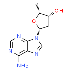 ChemSpider 2D Image | 9-(2,5-Dideoxy-beta-D-threo-pentofuranosyl)-9H-purin-6-amine | C10H13N5O2