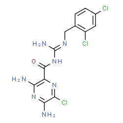 ChemSpider 2D Image | 3,5-Diamino-6-chloro-N-[N'-(2,4-dichlorobenzyl)carbamimidoyl]-2-pyrazinecarboxamide | C13H12Cl3N7O
