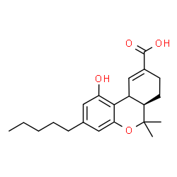 ChemSpider 2D Image | (6aR)-1-Hydroxy-6,6-dimethyl-3-pentyl-6a,7,8,10a-tetrahydro-6H-benzo[c]chromene-9-carboxylic acid | C21H28O4