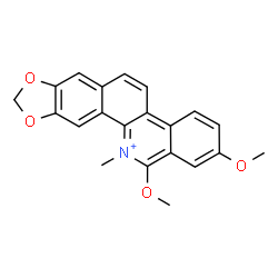 ChemSpider 2D Image | 2,13-Dimethoxy-12-methyl[1,3]benzodioxolo[5,6-c]phenanthridin-12-ium | C21H18NO4