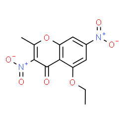 ChemSpider 2D Image | 5-Ethoxy-2-methyl-3,7-dinitro-4H-chromen-4-one | C12H10N2O7