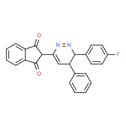 ChemSpider 2D Image | 2-[6-(4-Fluorophenyl)-5-phenyl-5,6-dihydro-3-pyridazinyl]-1H-indene-1,3(2H)-dione | C25H17FN2O2
