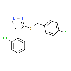 ChemSpider 2D Image | 4-Chlorobenzyl 1-(2-chlorophenyl)-1H-tetraazol-5-yl sulfide | C14H10Cl2N4S