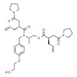 ChemSpider 2D Image | (2S)-2-([4-(2-Hydroxyethoxy)benzyl]{(2R)-2-[2-oxo-2-(1-pyrrolidinyl)ethyl]-4-pentenoyl}amino)propyl (2R)-2-[2-oxo-2-(1-pyrrolidinyl)ethyl]-4-pentenoate | C34H49N3O7