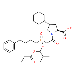 ChemSpider 2D Image | (4S)-4-cyclohexyl-1-({[2-methyl-1-(propanoyloxy)propoxy](4-phenylbutyl)phosphoryl}acetyl)-L-proline | C30H46NO7P