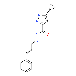 ChemSpider 2D Image | 5-Cyclopropyl-N'-(3-phenyl-2-propen-1-ylidene)-1H-pyrazole-3-carbohydrazide | C16H16N4O