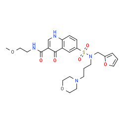 ChemSpider 2D Image | 6-{(2-Furylmethyl)[3-(4-morpholinyl)propyl]sulfamoyl}-N-(2-methoxyethyl)-4-oxo-1,4-dihydro-3-quinolinecarboxamide | C25H32N4O7S