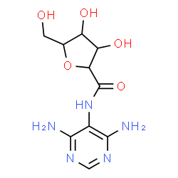 ChemSpider 2D Image | N-(4,6-Diamino-5-pyrimidinyl)-3,4-dihydroxy-5-(hydroxymethyl)tetrahydro-2-furancarboxamide | C10H15N5O5