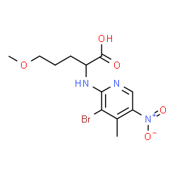 ChemSpider 2D Image | N-(3-Bromo-4-methyl-5-nitro-2-pyridinyl)-5-methoxynorvaline | C12H16BrN3O5