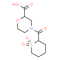ChemSpider 2D Image | 4-[(1,1-Dioxidotetrahydro-2H-thiopyran-2-yl)carbonyl]-2-morpholinecarboxylic acid | C11H17NO6S