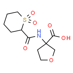 ChemSpider 2D Image | 3-{[(1,1-Dioxidotetrahydro-2H-thiopyran-2-yl)carbonyl]amino}tetrahydro-3-furancarboxylic acid | C11H17NO6S