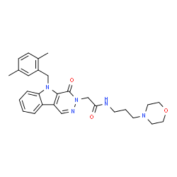 ChemSpider 2D Image | 2-[5-(2,5-Dimethylbenzyl)-4-oxo-4,5-dihydro-3H-pyridazino[4,5-b]indol-3-yl]-N-[3-(4-morpholinyl)propyl]acetamide | C28H33N5O3