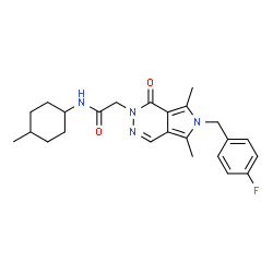 ChemSpider 2D Image | 2-[6-(4-Fluorobenzyl)-5,7-dimethyl-1-oxo-1,6-dihydro-2H-pyrrolo[3,4-d]pyridazin-2-yl]-N-(4-methylcyclohexyl)acetamide | C24H29FN4O2