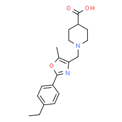 ChemSpider 2D Image | 1-{[2-(4-Ethylphenyl)-5-methyl-1,3-oxazol-4-yl]methyl}-4-piperidinecarboxylic acid | C19H24N2O3