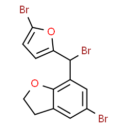 ChemSpider 2D Image | 5-Bromo-7-[bromo(5-bromo-2-furyl)methyl]-2,3-dihydro-1-benzofuran | C13H9Br3O2